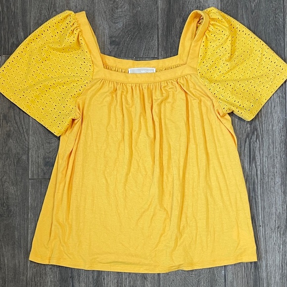 Michael Kors Yellow Eyelet Sleeve Blouse - Picture 2 of 6